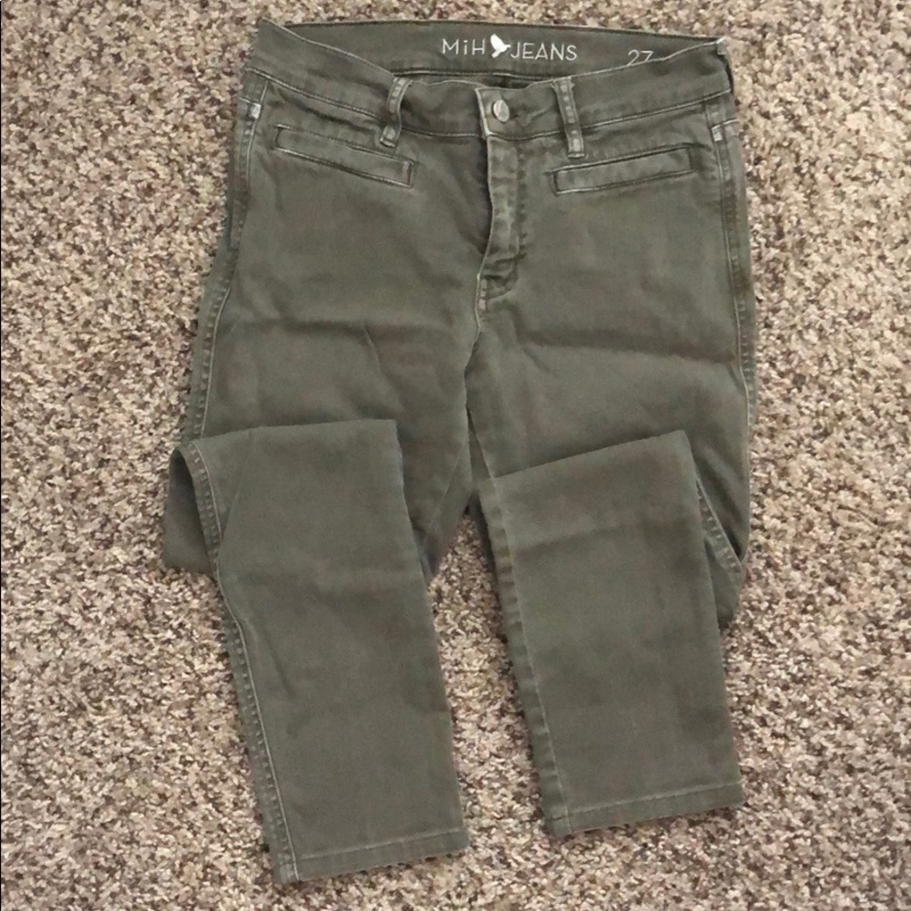 Olive green hi-rise skinny leg jean